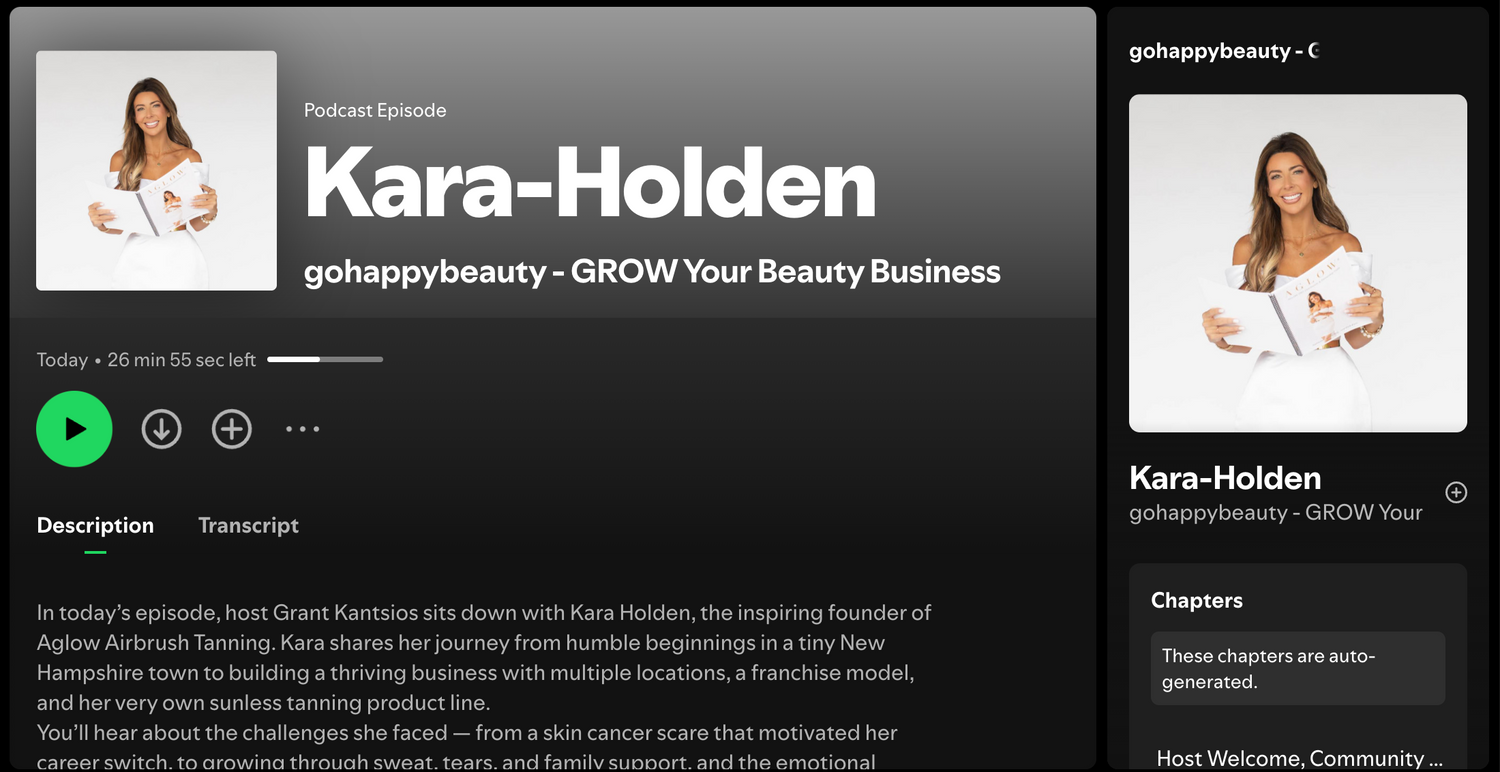 Kara Holden Featured on the Go Happy Beauty Podcast: Building Aglow® From the Ground Up